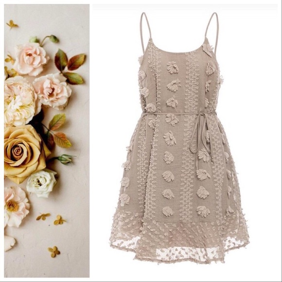 *CLEARANCE* Swiss Dot Taupe Woven Dress - Picture 6 of 8